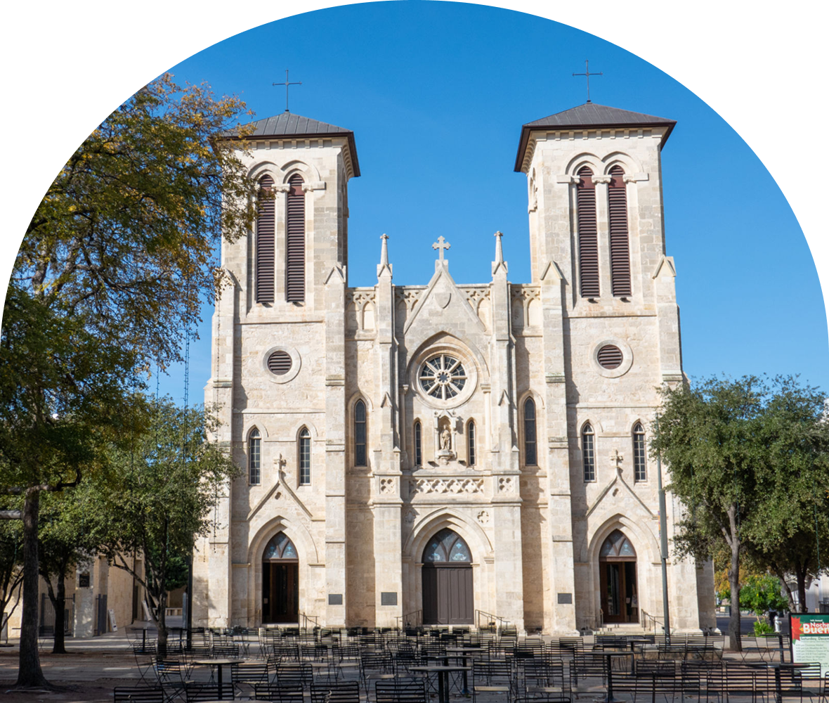 Historic cathedral facade under blue sky