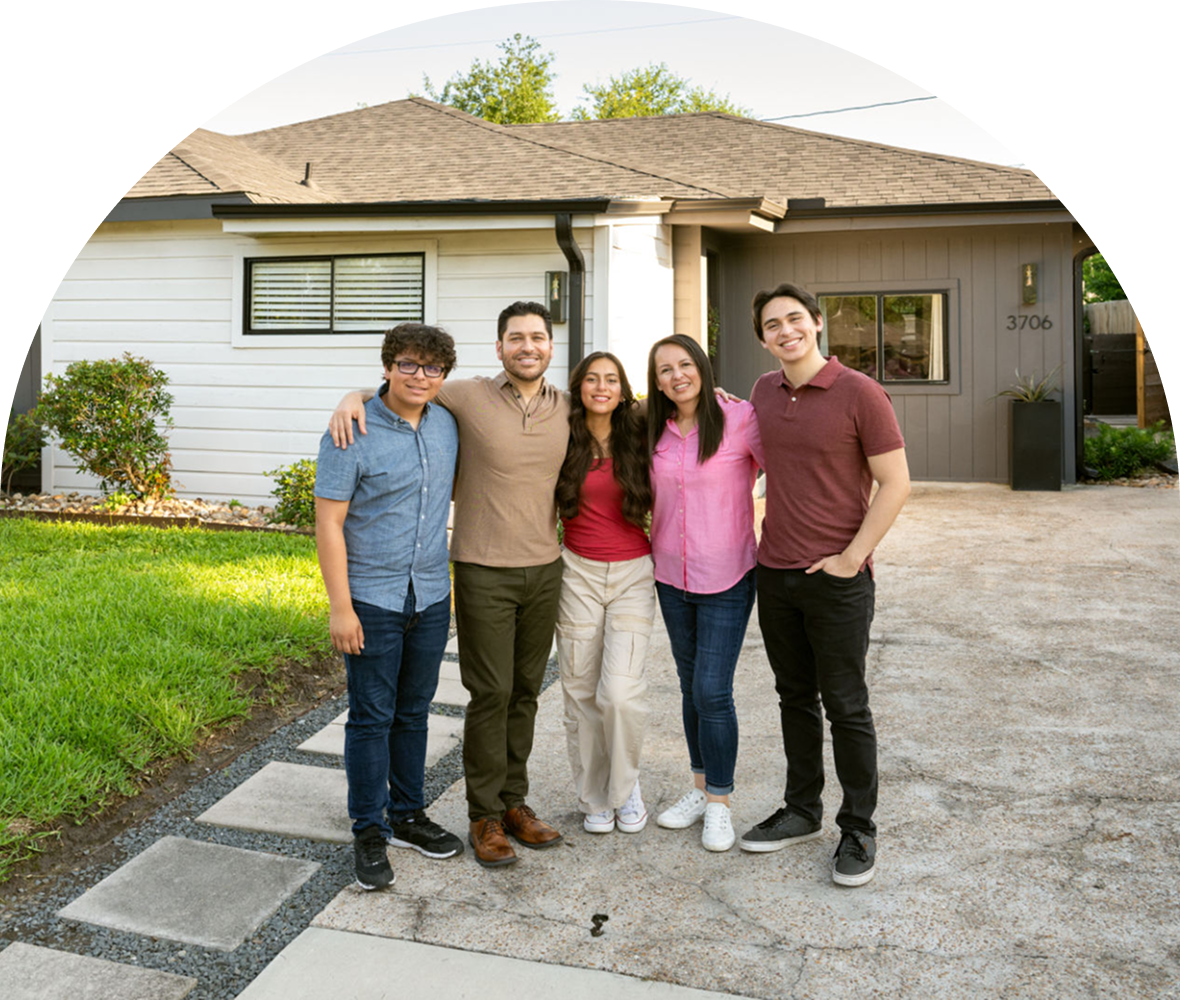 Smiling group in driveway