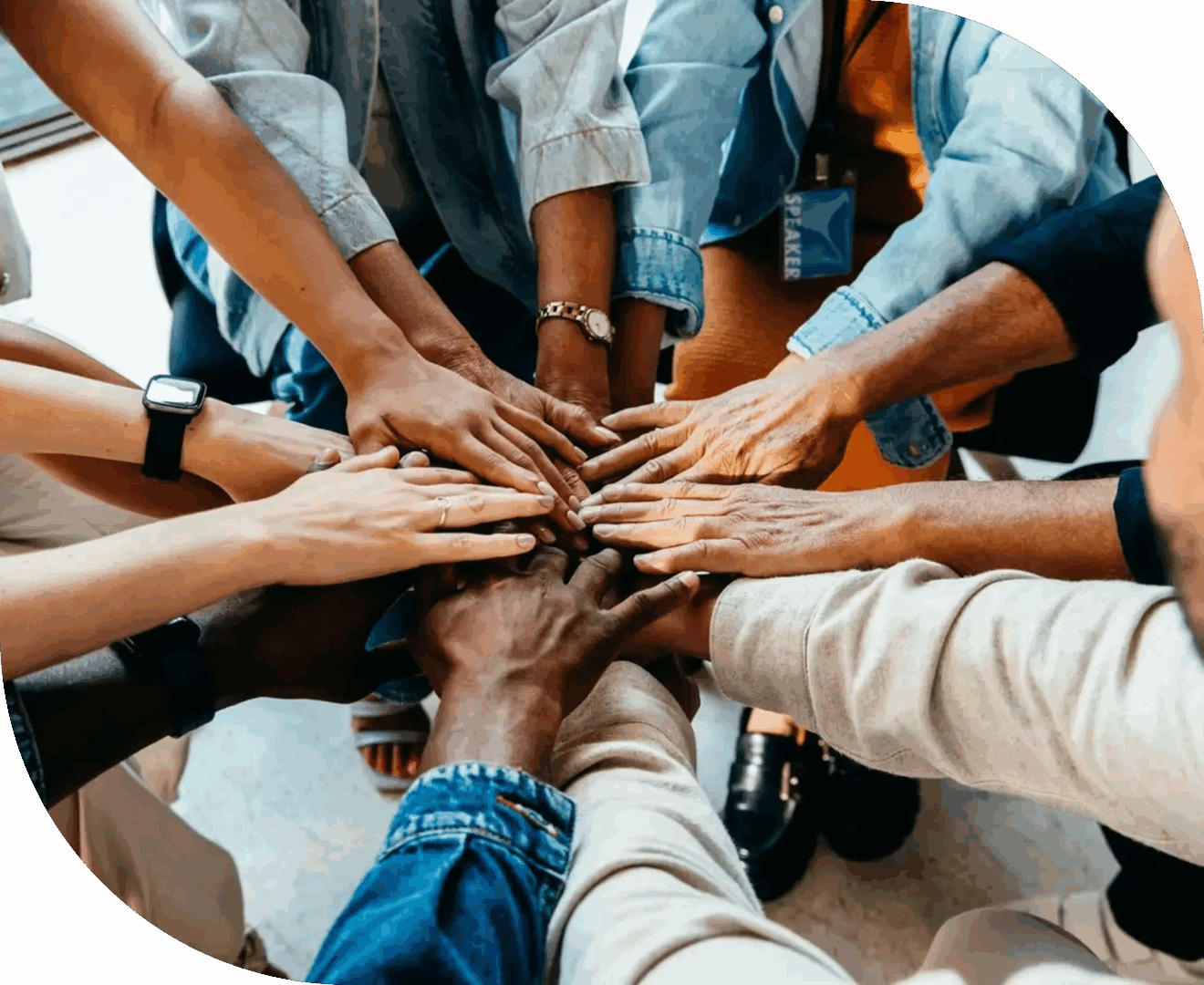 Hands joined in teamwork