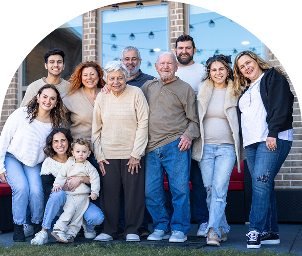 Large family smiling together